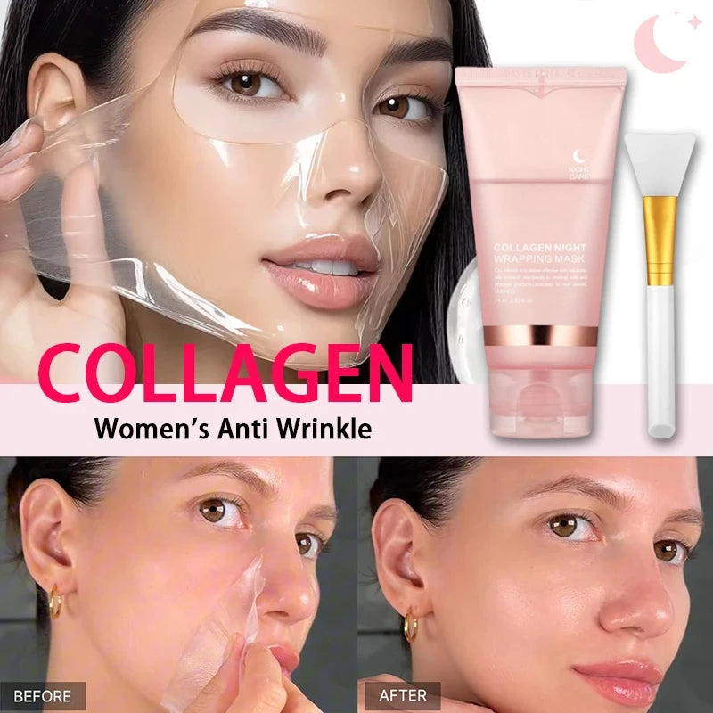 Korean Collagen Wrapping Peel off Facial Mask Elasticity Hydration Reduces Sagging Dullness Hydrolyzed Collagen Skin Care