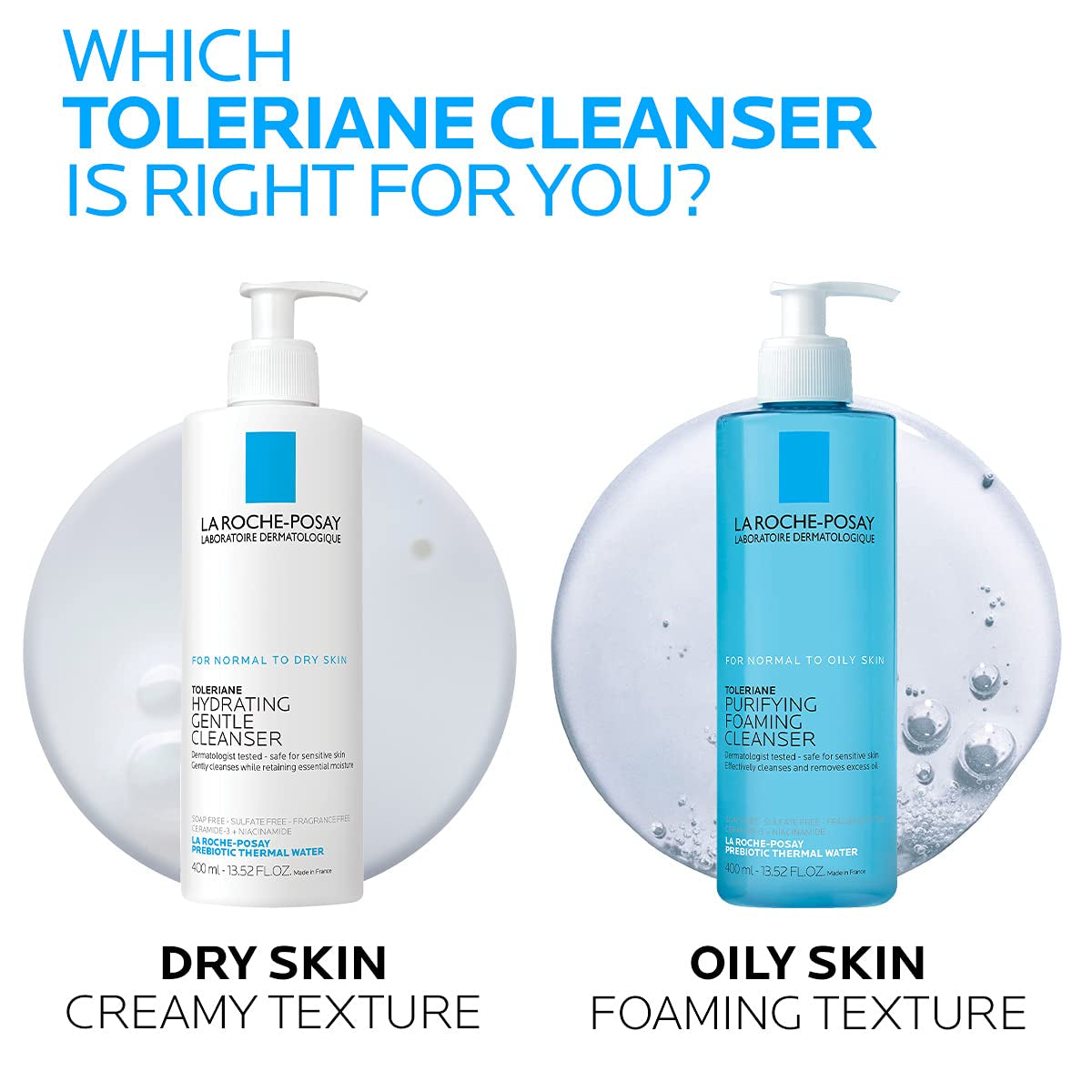 Toleriane Purifying Foaming Facial Cleanser, Oil Free Face Wash for Women & Men with Niacinamide + Ceramides, Pore Cleanser Safe for Sensitive Skin, Won’T Dry Out Skin, Soap Free