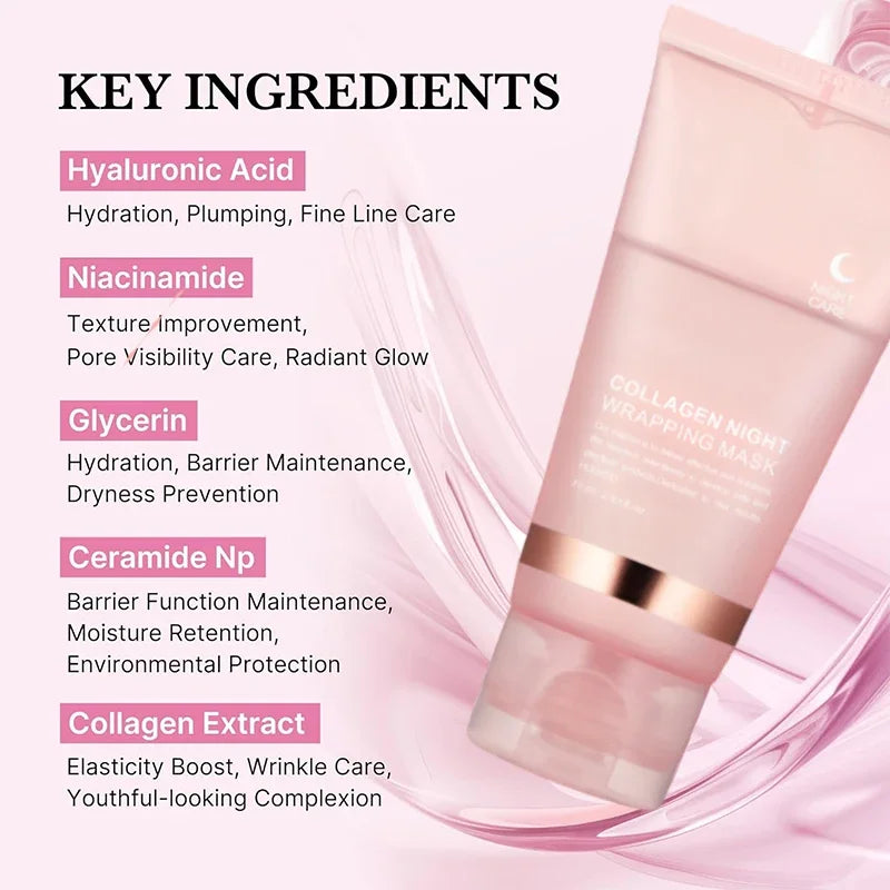 Korean Collagen Wrapping Peel off Facial Mask Elasticity Hydration Reduces Sagging Dullness Hydrolyzed Collagen Skin Care