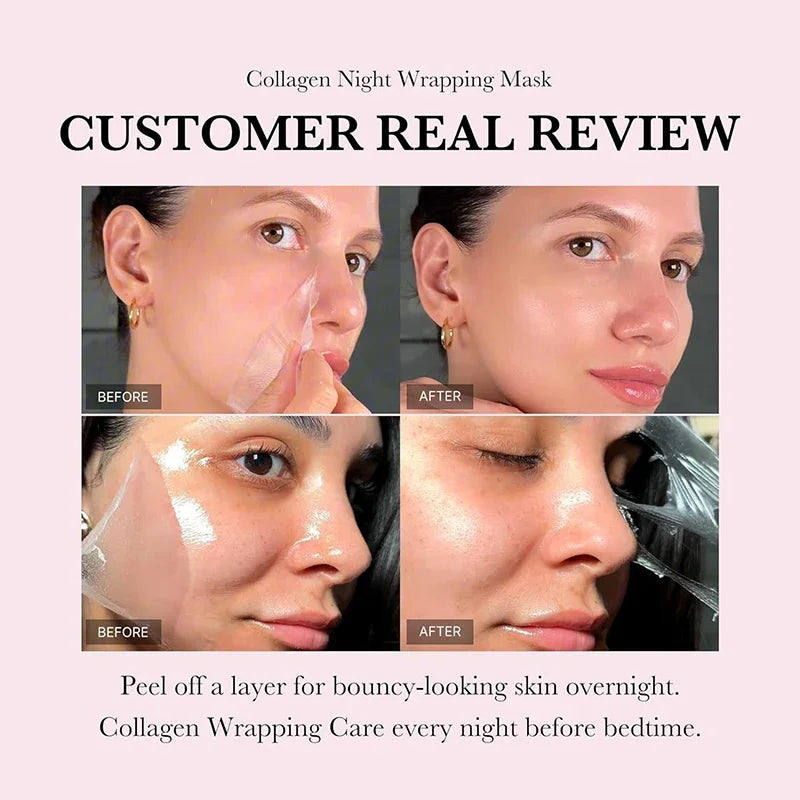 Korean Collagen Wrapping Peel off Facial Mask Elasticity Hydration Reduces Sagging Dullness Hydrolyzed Collagen Skin Care